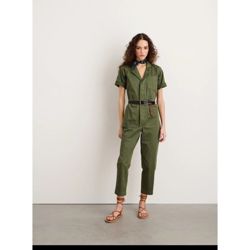 alex mill‎ basic jumpsuit short sleeve olive green standard Lined Size Small